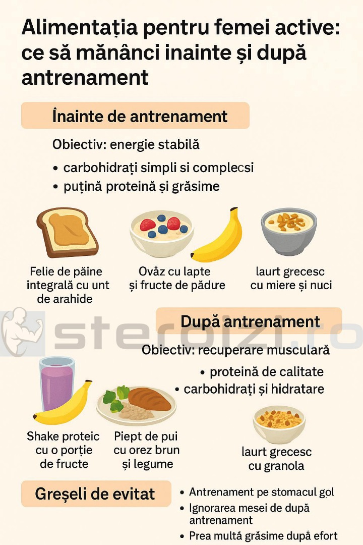 infografic alimentatie femei dupa antrenament